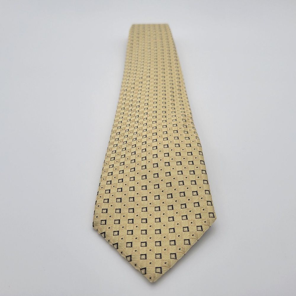 NWOT Federico Bertarelli Men's Yellow Check Silk Tie OS - Picture 2 of 7